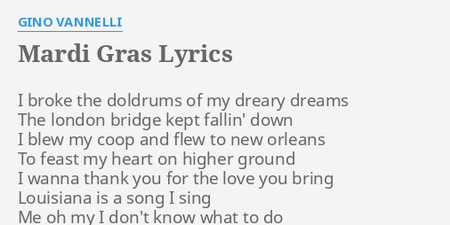 songs with mardi gras in the lyrics