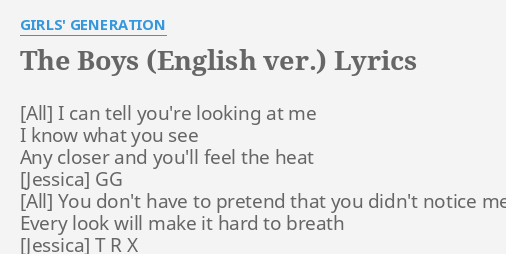 "THE BOYS (ENGLISH VER.)" LYRICS By GIRLS' GENERATION: I Can Tell You're...