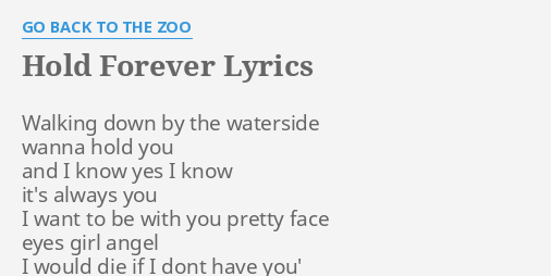 Hold Forever Lyrics By Go Back To The Zoo Walking Down By The