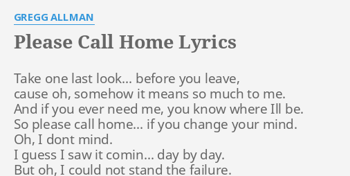 please call home allman brothers lyrics