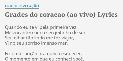 Grupo Revelação - Grades Do Coração (Ao Vivo) 