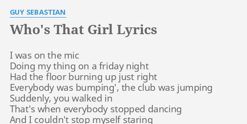 Who S That Girl Lyrics Eurythmics Meaning