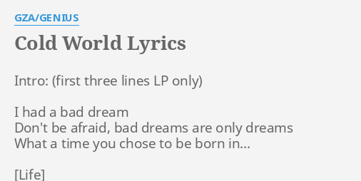 it's a cold cold world lyrics