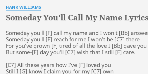 someday you call my name lyrics