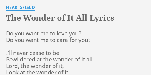 the wonders of it all lyrics