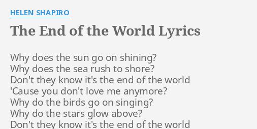 don t say no it's the end of the world lyrics