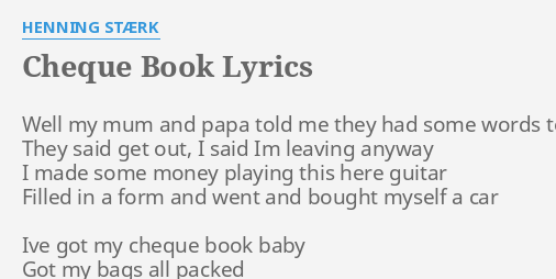 cheque book lyrics