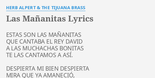 las maÑanitas lyrics by herb alpert the tijuana brass estas son