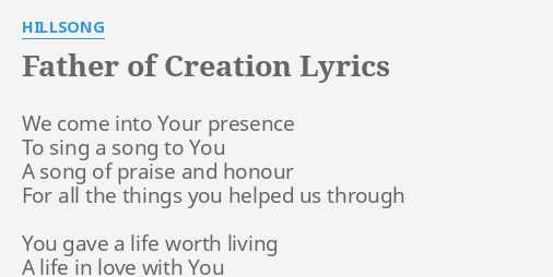 father of creation lyrics