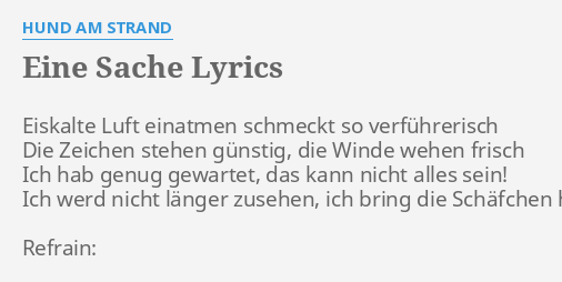 "EINE SACHE" LYRICS By HUND AM STRAND: Eiskalte Luft Einatmen Schmeckt...