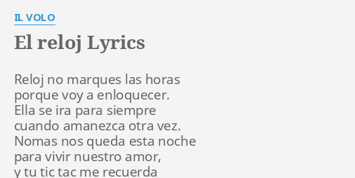 El Reloj - song and lyrics by Il Volo