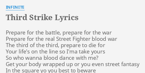 Third Strike Lyrics By Infinite Prepare For The Battle