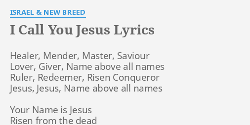 i call you jesus the master of the world lyrics mp3