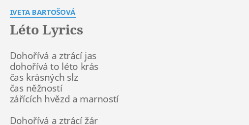 leto leto iveta bartosova text