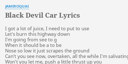 jamiroquai black devil car lyrics