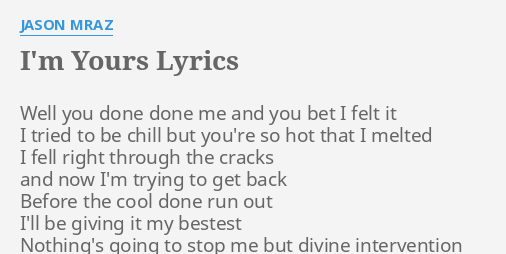 Jason Mraz – I'm Yours Lyrics