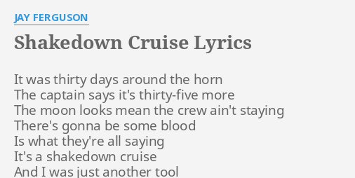 shake down cruise lyrics