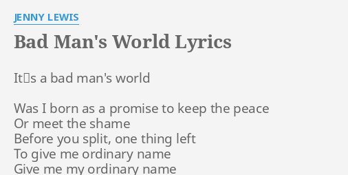 bad man's world lyrics