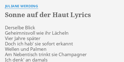 Sonne Auf Der Haut Lyrics By Juliane Werding Derselbe Blick