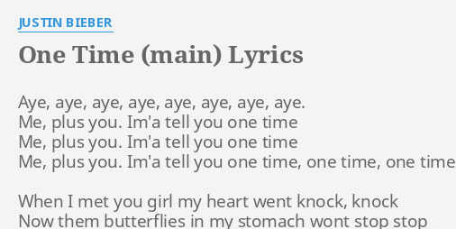 lyrics: Justin Bieber “One Time”