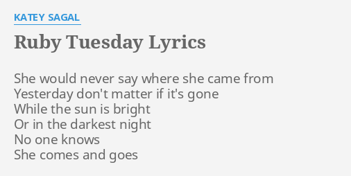 Ruby Tuesday Lyrics 