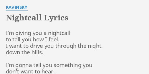 Kavinsky – Nightcall Lyrics