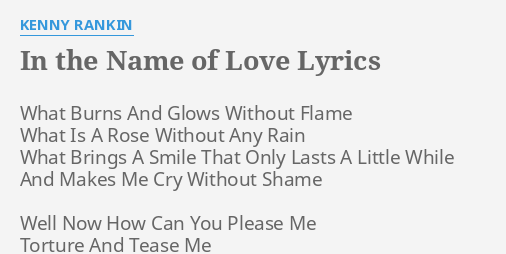 in the name of love full song lyrics