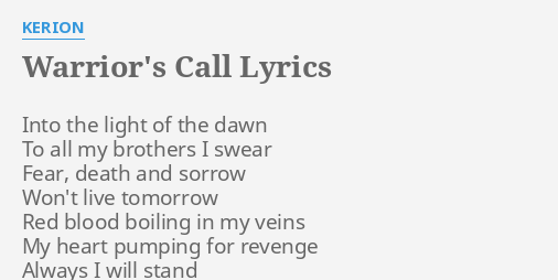 a warrior's call lyrics