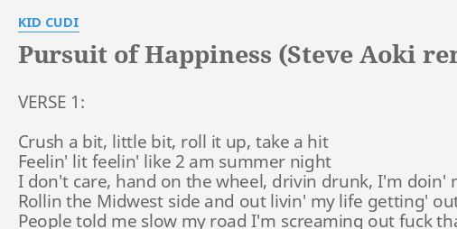 Pursuit Of Happiness Steve Aoki Remix Lyrics By Kid Cudi Verse 1 Crush A