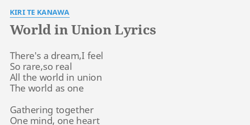 World In Union Lyrics By Kiri Te Kanawa There S A Dream I Feel