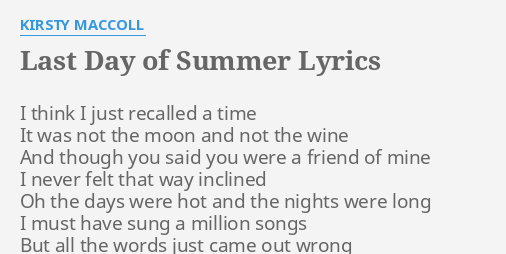 kirsty maccoll last day of summer lyrics