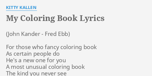 Download My Coloring Book Lyrics By Kitty Kallen For Those Who Fancy