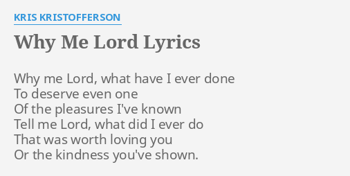 why me lord lyrics