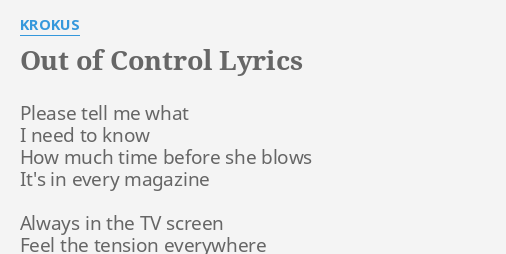 out of control lyrics