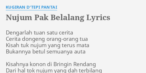 Lirik Lagu Nujum Pak Belalang