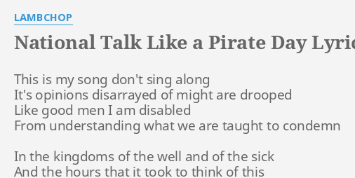 lambchop national talk like a pirate day lyrics