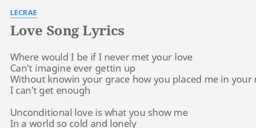 Love Song Lyrics By Lecrae Where Would I Be