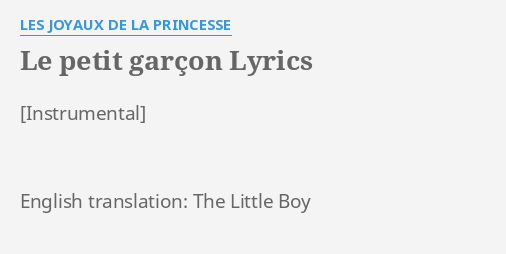 Le Garcon Translation English