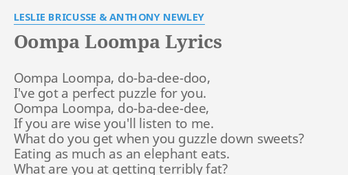 Willy Wonka Oompa Loompa Lyrics