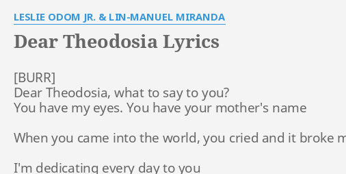 Dear discount theodosia lyrics