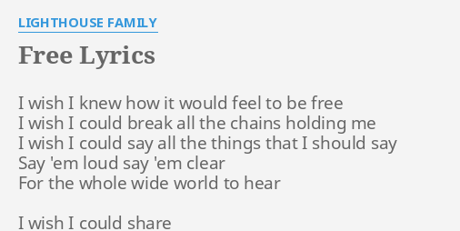 Free Lyrics By Lighthouse Family I Wish I Knew