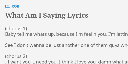 What Am I Saying Lyrics By Lil Rob Baby Tell Me Whats