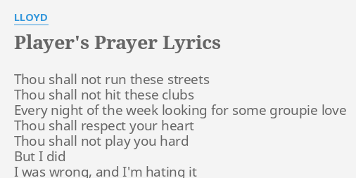 Lloyd players prayer lyrics