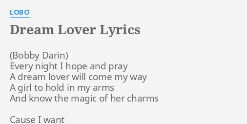 Dream Lover Lyrics By Lobo Every Night I Hope