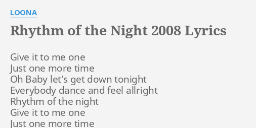 this is the rhythm of the night oh yeah lyrics