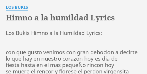 HIMNO A LA HUMILDAD