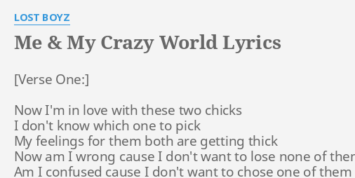 me and my crazy world lyrics