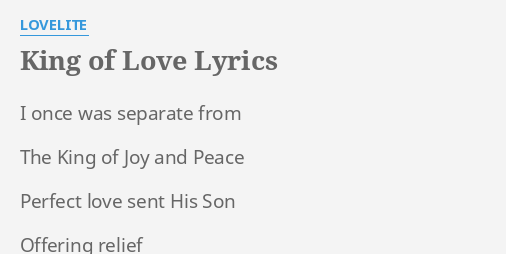 King Of Love Lyrics By Lovelite I Once Was Separate Complete soundtrack list, synopsys, video, plot review, cast for aspects of love show. flashlyrics