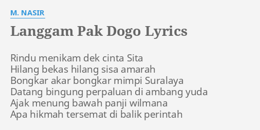 Langgam Pak Dogo Lyrics By M Nasir Rindu Menikam Dek Cinta