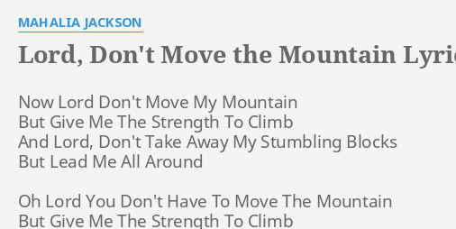 Mountain Mover Lyrics - The Talleys - Only on JioSaavn